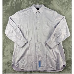 JWN Button-Down Mens 17 33 Traditional Fit Lavender Alumo Swiss Cotton EUC